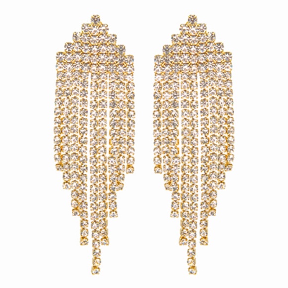 Triangle Crystal Fringe Earrings - Picture 2 of 2